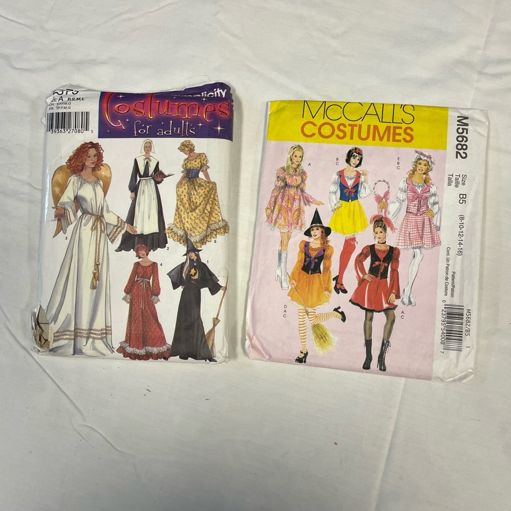 Lot of 2, new Simplicity & McCalls women’s Halloween costume patterns